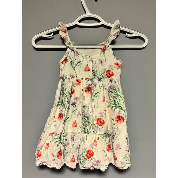 Gap Kids Girls Floral Poppy Print Ruffle Strap Tiered Cotton Sundress Size 3T - Picture 5 of 6